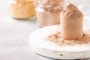 Protein powder, chocolate, vanilla flavour