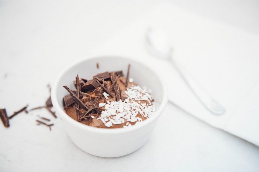 Banana & Cacao Dairy Free Ice-cream with chocolate flakes and coconut