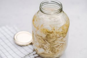 Sauerkraut in jar - fermented vegetables