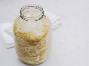 Sauerkraut in jar - fermented vegetables
