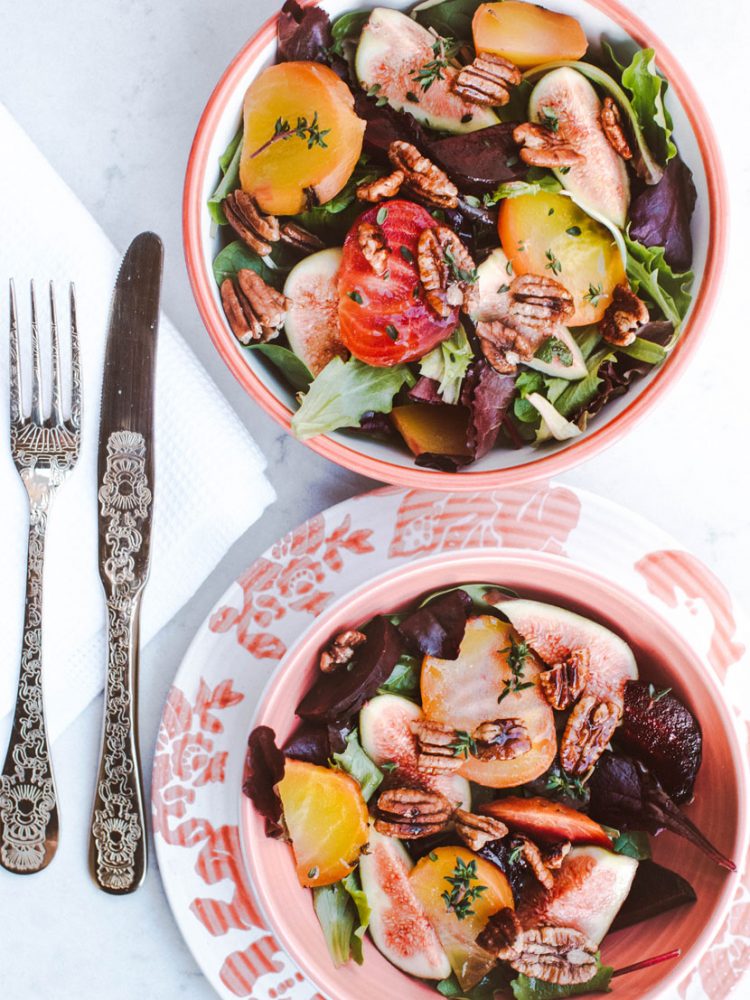Fig, beetroot & maple-glazed pecan salad