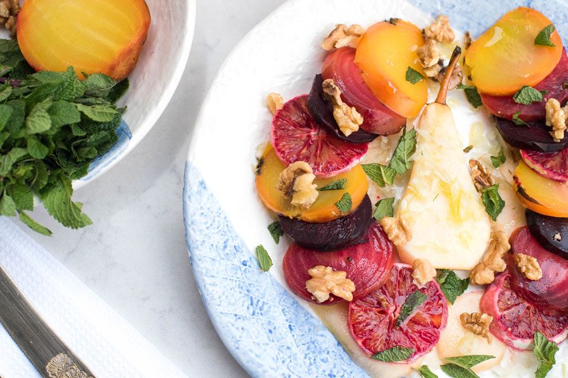 Mixed Beetroot, blood orange salad with Walnuts & cashew nut cheese