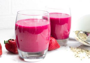 Party Recovery Smoothie with Beetroot, Coconut Water, Hempseeds, Strawberries, Honey