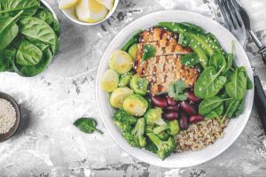 Balanced Plate Grilled Chicken, Green Vegetables, Quinoa