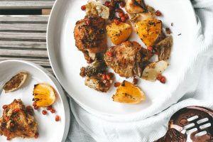 Pomegranate-&-Orange-Roasted-Chicken-Thighs With Rosemary & Fennel