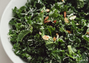 Crunchy Kale Parmesan Almond Salad
