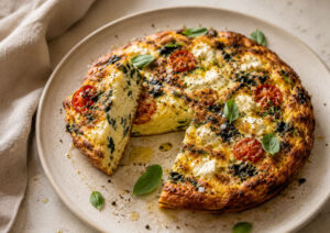 Spinach & Basil Egg Frittata with Feta