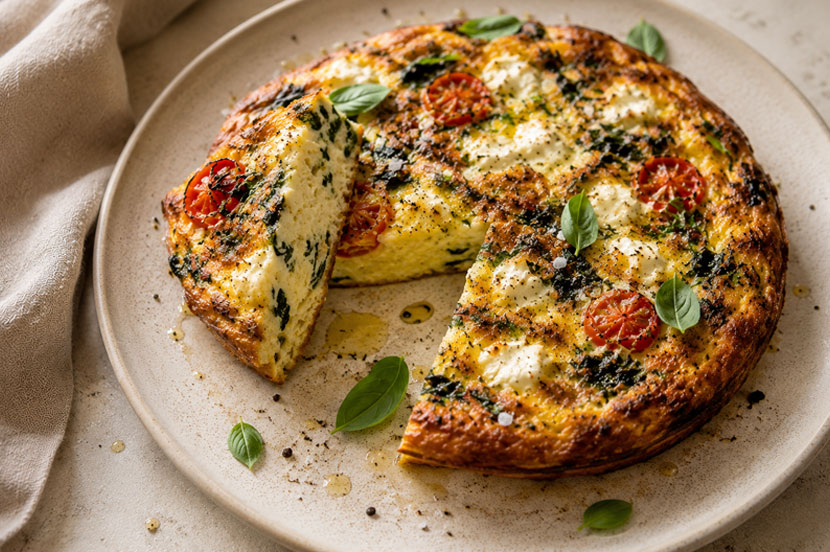 Spinach & Basil Egg Frittata with Feta