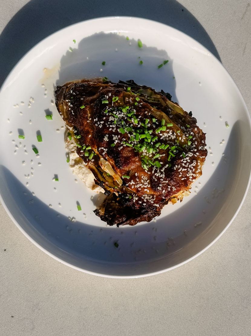 Miso Butter Roasted Cabbage with Silken Tofu